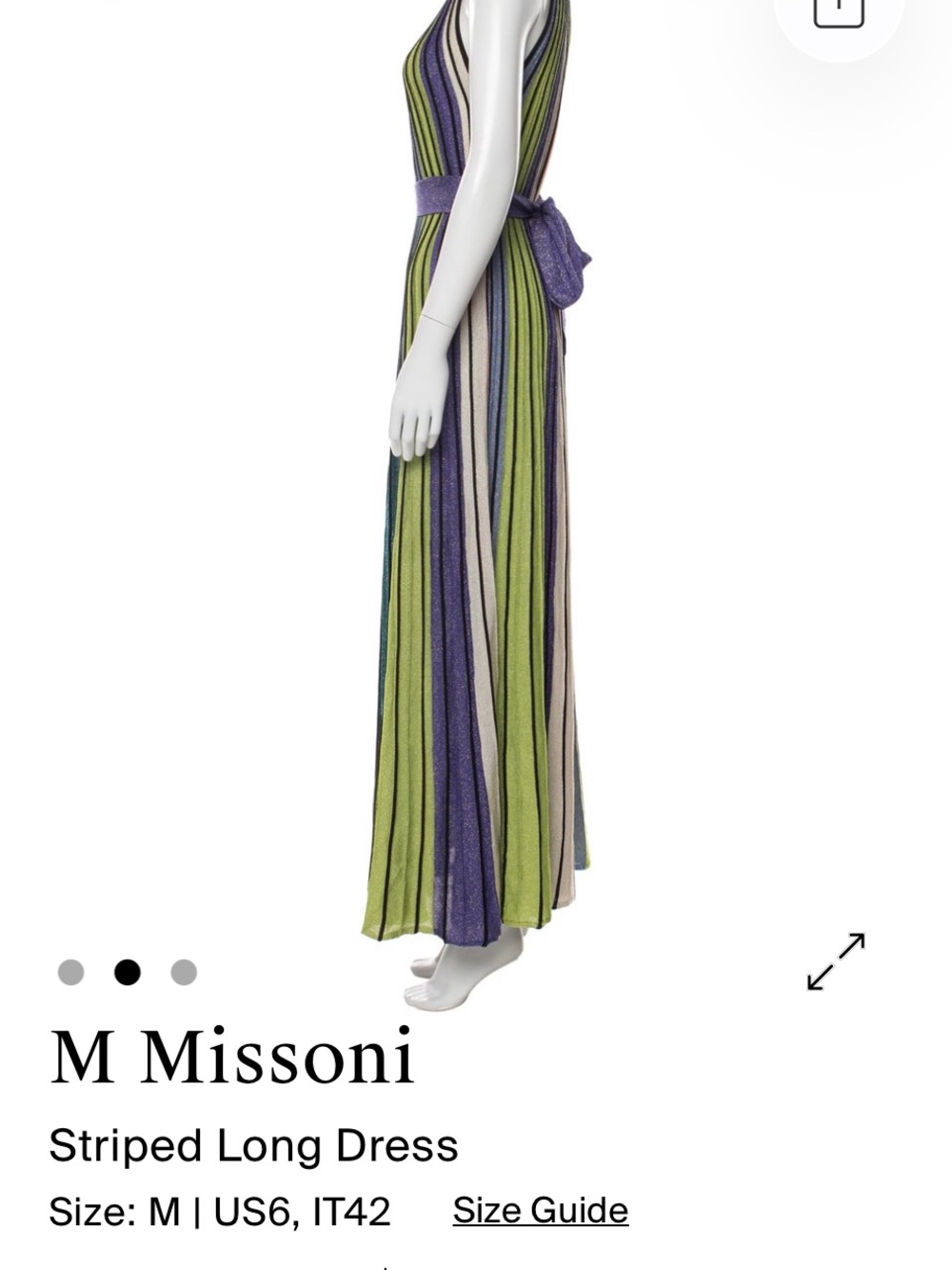 M by Missoni Vertical Striped Maxi Dress in Green, Purple, Teal and Cream - Picture 2 of 3